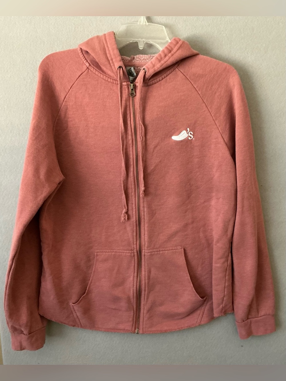 Chilis Employee Promo Zip Hoodie M Independent Faded Terracotta Pink Red Vintage